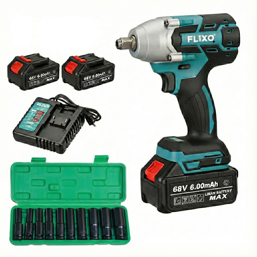 OKASTA Flixo 68V 2in1 Cordless Impact Wrench With Deep Socket Set, Brushless 330NM Cordless Impact Wrench(1/2 inch)