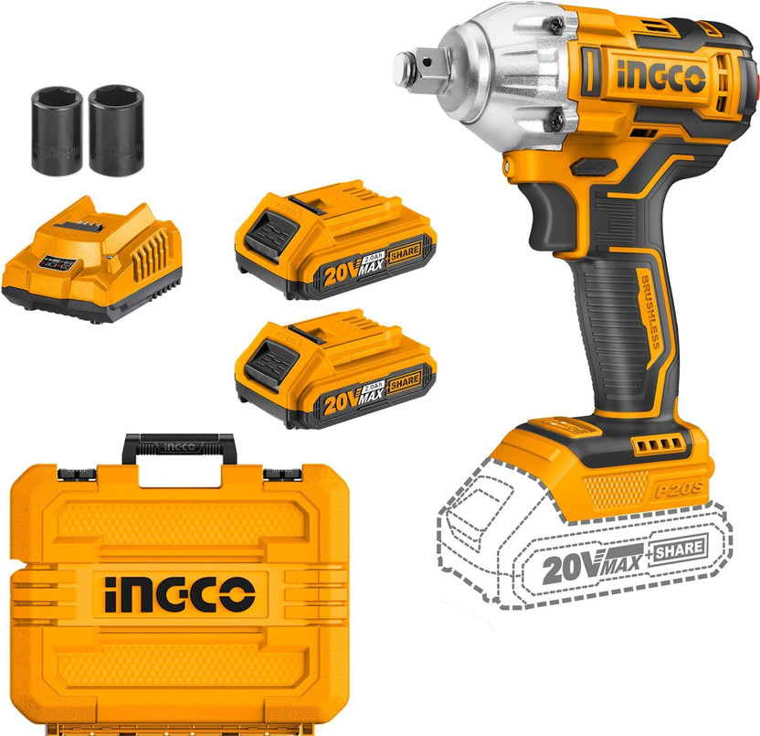 INGCO 20V Brushless Motor Lithium-ion Impact Wrench | CIWLI2035 Cordless Impact Wrench(1/2 inch)