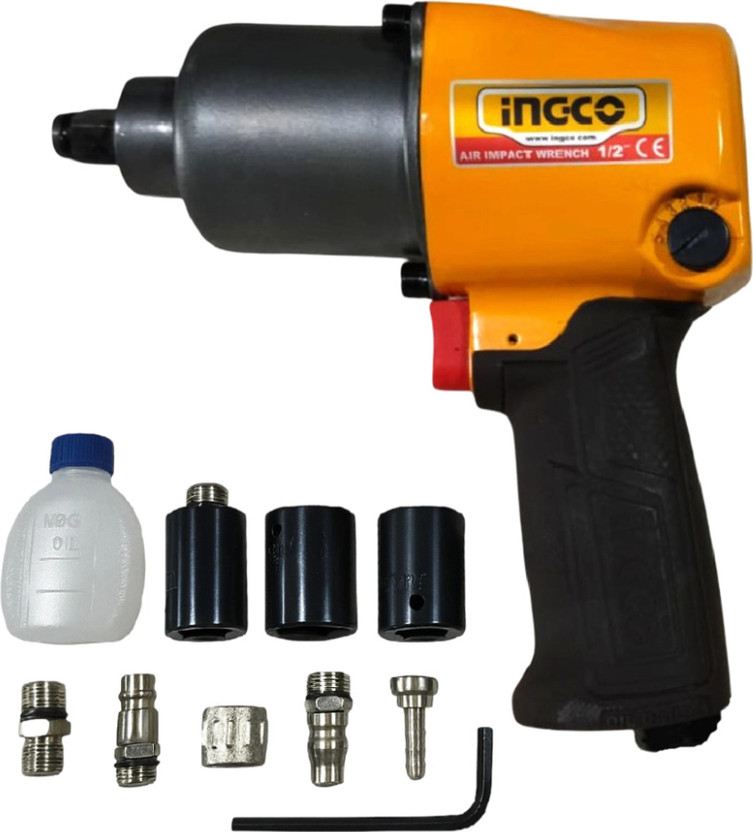 INGCO AIW12562 1/2 Square Drive Air with 3 Pieces Socket (17, 19, 21 mm) Pneumatic Impact Wrench(1/2 inch)