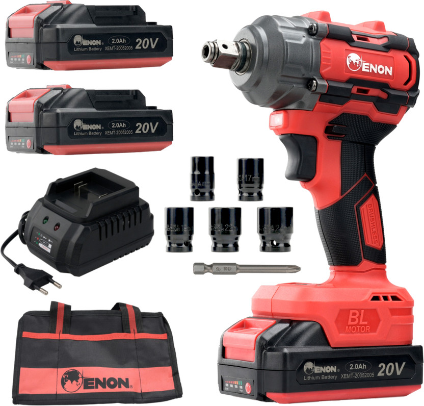 Enon XE-BL2031 20V Impact Wrench Cordless Kit, 300Nm Torque, Powerful, 2 Batteries Cordless Impact Wrench(1/2 inch)