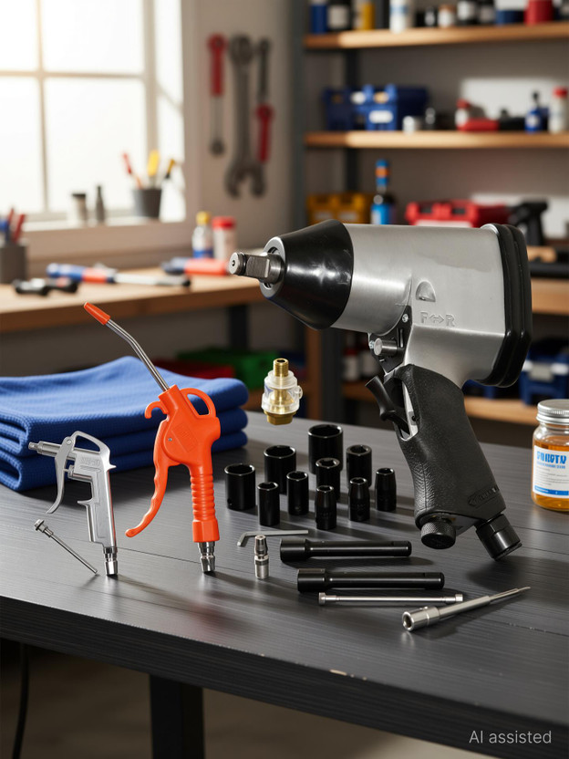Digital Craft Pneumatic Impact Wrench Kit,Air Blow Gun,Air Blow Gun DG10 Pneumatic Impact Wrench(1/2 inch)