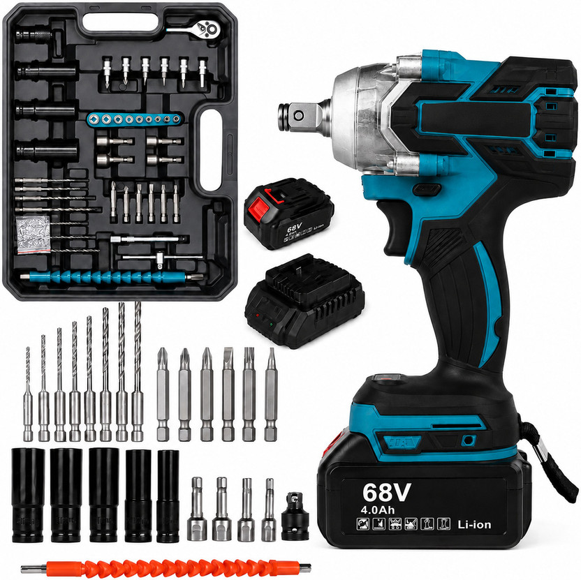 OKASTA Flixo 300Nm With Bits Cordless Impact Wrench with Brushless Motor Cordless Impact Wrench(1/2 inch)
