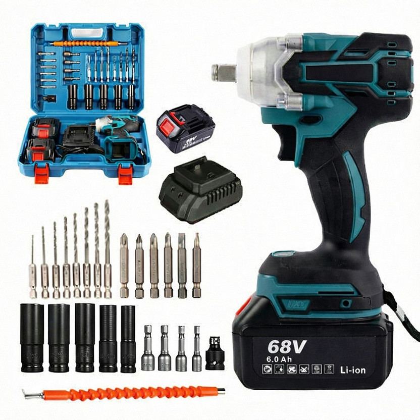 Flipkart SmartBuy Flixo 68V 2in1 Cordless Impact Wrench with bits, Brushless 300NM Cordless Impact Wrench(1/2 inch)