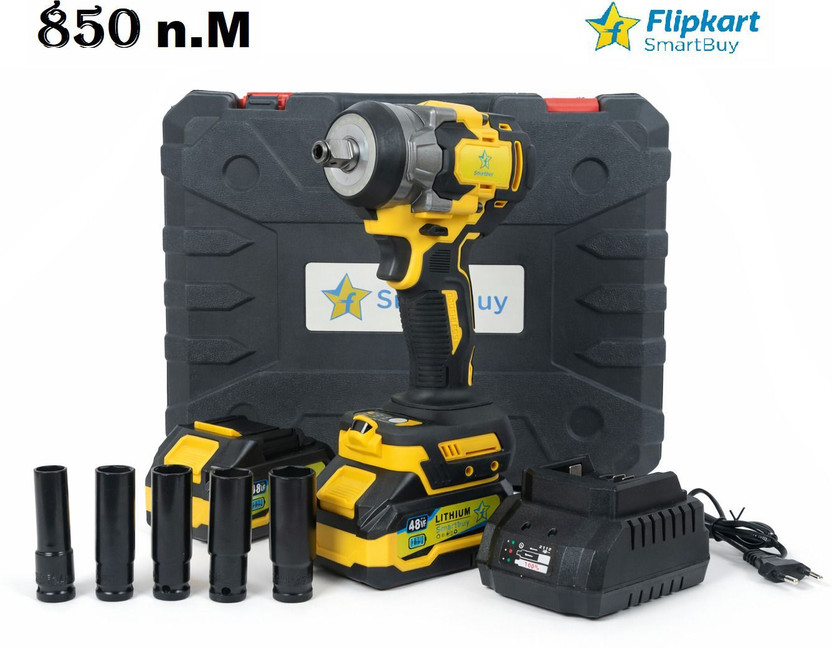 Flipkart SmartBuy 850Nm Cordless Impact Wrench Machine | Auto Hammer Power Wrench Set Cordless Impact Wrench(1/2 inch)
