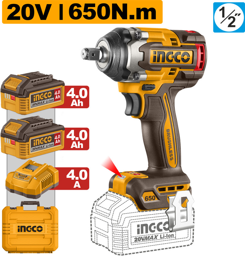 INGCO CIWLI2065 Cordless Impact Wrench(1/2 inch)