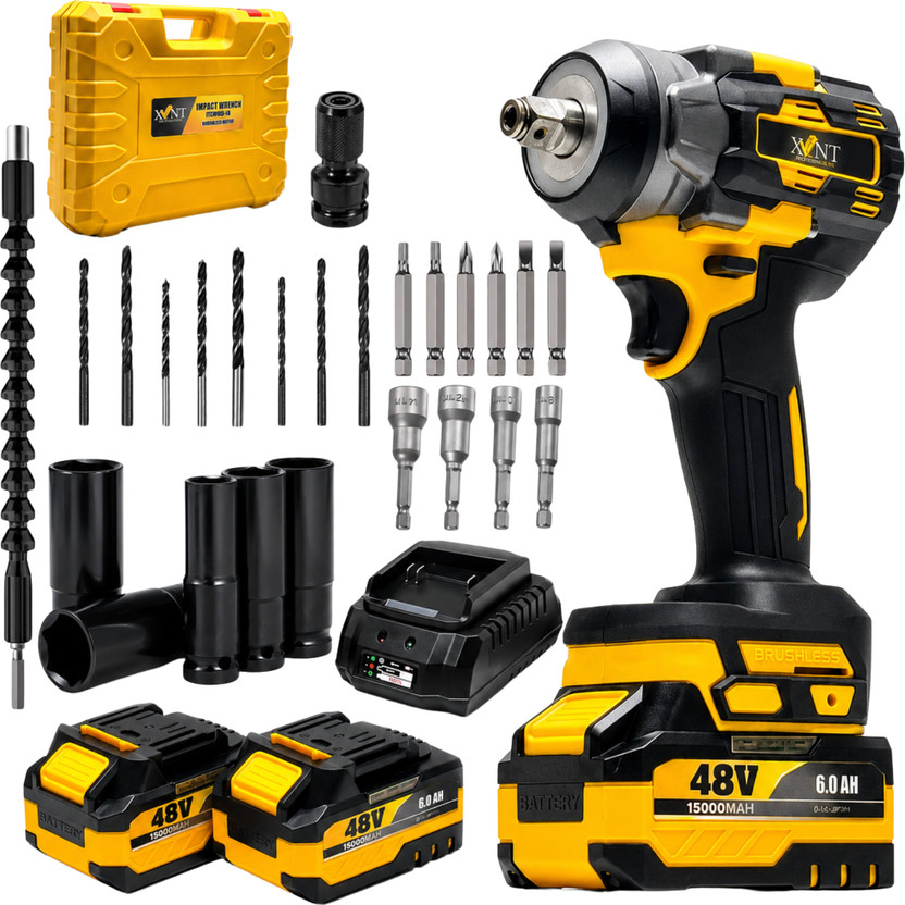 XLNT 48V 4-in-1 Cordless Impact Wrench/Driver Drill, 650Nm Cordless Impact Wrench(1/2 inch)