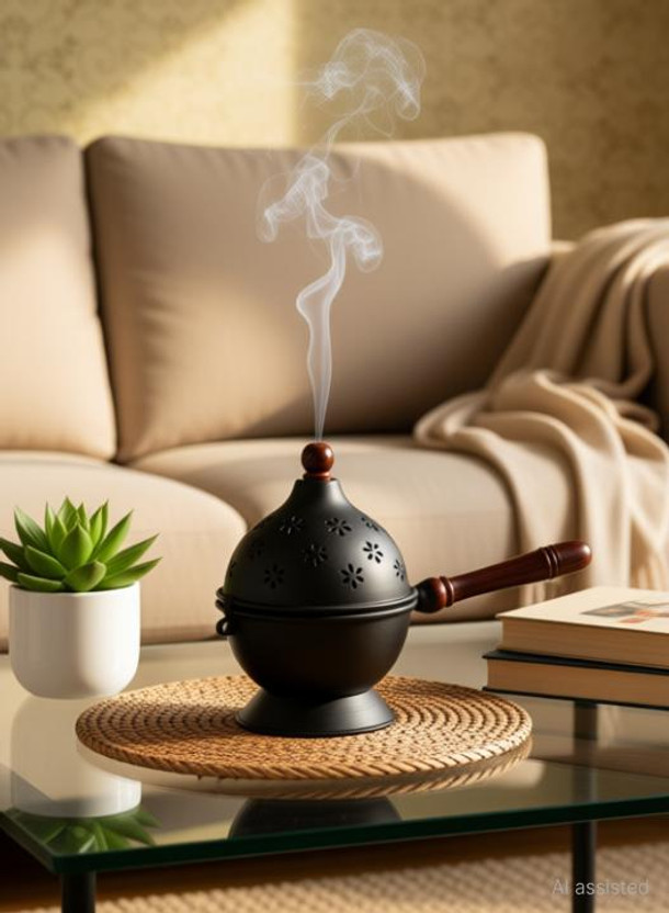 Qadri Arts Dhoop Dani Iron Incense Holder(Black)