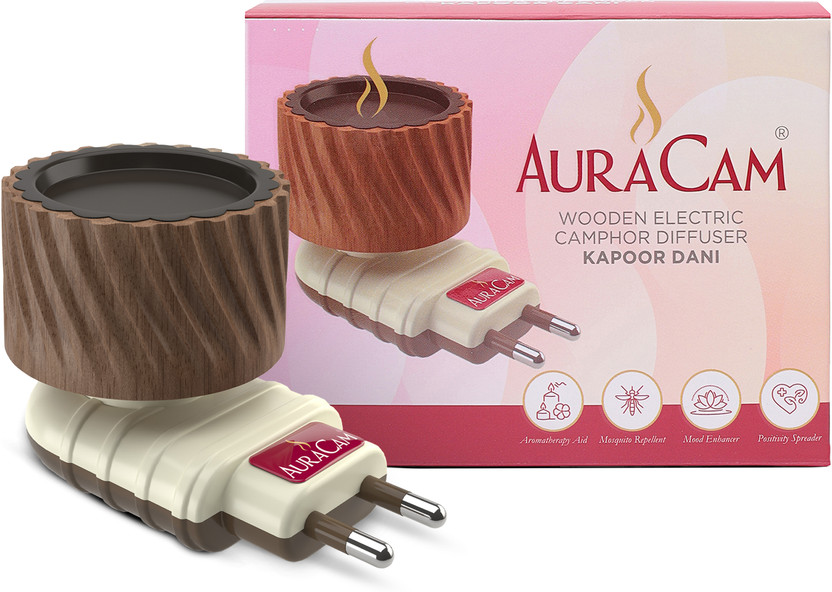 AuraCam Camphor Burner/Essential Oil Diffuser/Kapoor Diffuser/Electric Diffuser/ Wooden Incense Holder(Brown)