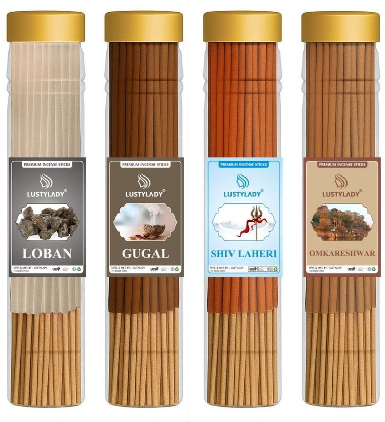 Lustylady Lustylady Charcoal Free Agarbatti Incense Sticks Ideal for Meditation and Pooja Loban, Gugal, Shivlaheri, Omkareshwar(400 g, Set of 4) - Flipkart Deal