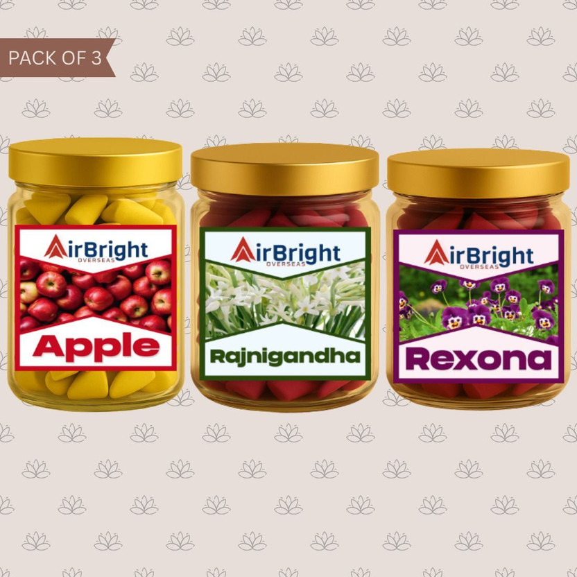 AIRBRIGHT Meditation Bliss Dhoop Cones APPLE, RAJNIGANDHA, REXONA(300 g, Set of 3)