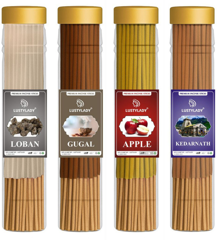 Apple Lustylady Agarbatti Natural Premium Incense Long Burn Pooja Worship Fragrance Loban, Gugal, Apple, Kedarnath(400 g, Set of 4) - Flipkart Deal