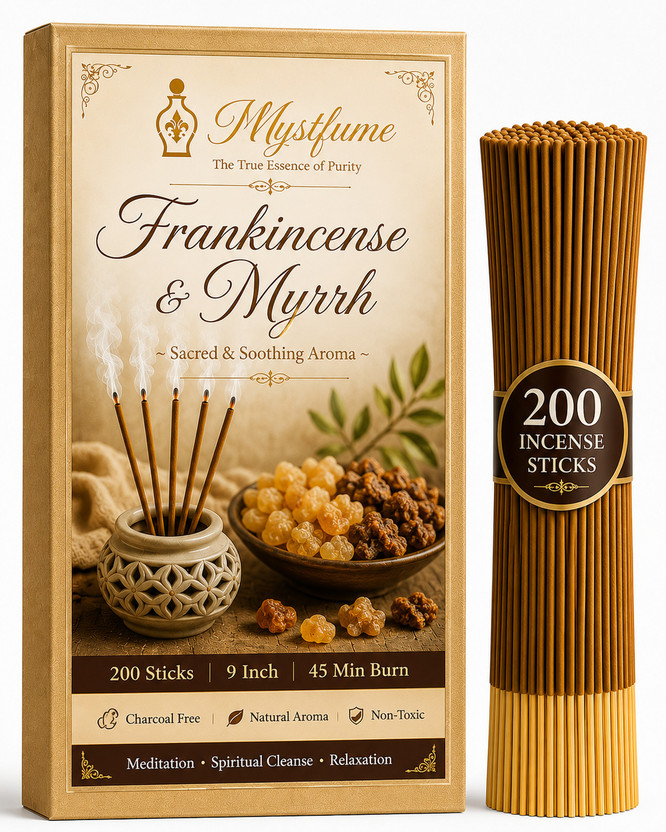 MYSTFUME Frankincense & Myrrh Purifying Aromatherapy, Calming & Cleansing, Meditation&Relaxation, Long-Lasting Burn(200 Units, Set of 1)