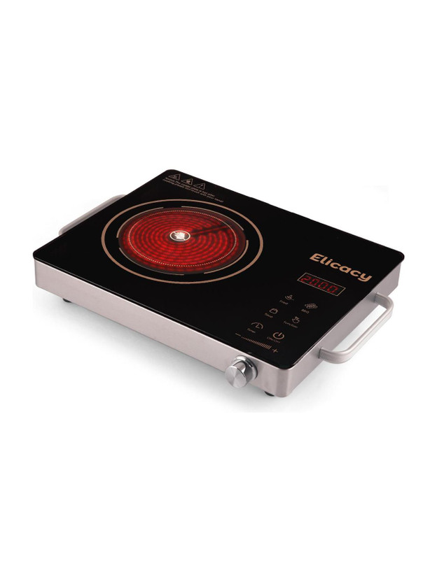 Elicacy 2000 W Radiant Cooktop Touch Panel(Black, Premium Infrared Induction Cooktop Touch Panel 2000 Watt (All Utensil use-able))