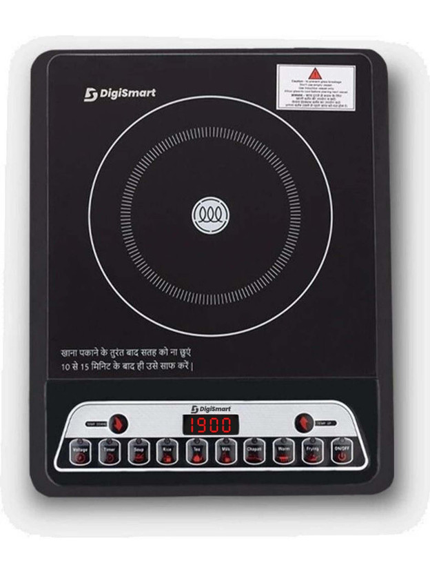 DIGISMART 1900 W Induction Cooktop Push Button(Black, Induction Cooktop Indian Menu Option Automatic power & temperature adjustment)