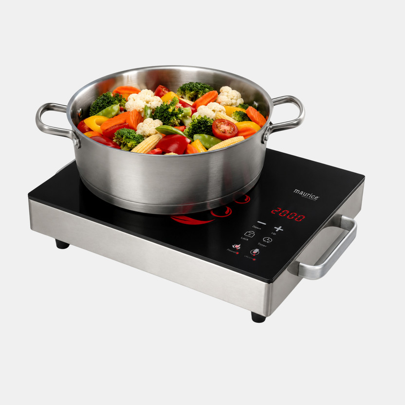 maurice maurice 2000 W Infrared Cooktop Touch Panel(Black, Silver, Heavy Duty, Overheat Protection, Toughened Glass Top, Digital Display) - Flipkart Deal
