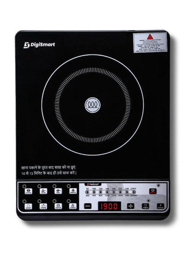 DIGISMART 1900 W Induction Cooktop Push Button(Black, Mark - 2 Cooktop Indian Menu Option Automatic power & temperature adjustment)