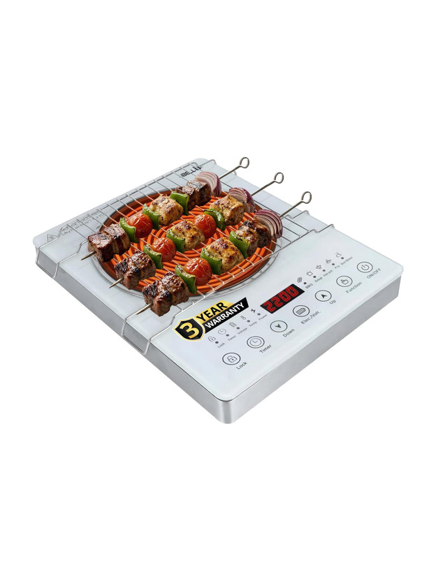 iBELL 2200 W Infrared Cooktop Touch Panel(White, CLOUD390 Infrared Cooktop with all Cookwares, Temp Control, Energy Efficient)