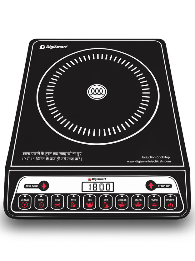 DIGISMART 1800 W Induction Cooktop Push Button(Black, Induction Cooktop Indian Menu Option Automatic power & temperature adjustment)