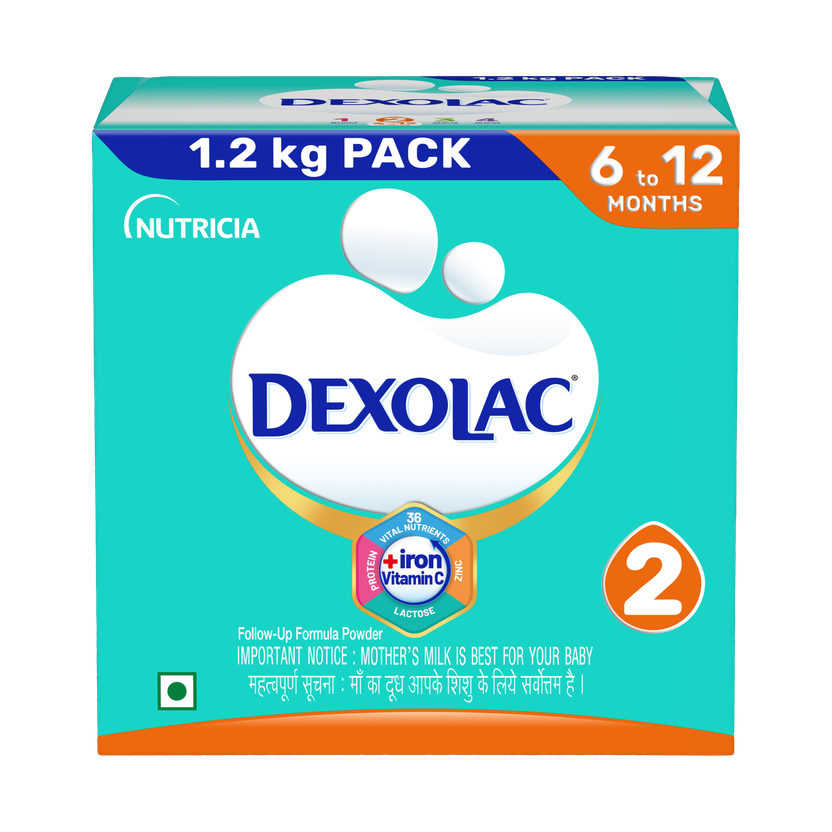 DEXOLAC Infant Formula Powder - Stage 2 (6 to 12 months) - 1.2 KG Large pack(1.2 kg, 6+ Months)