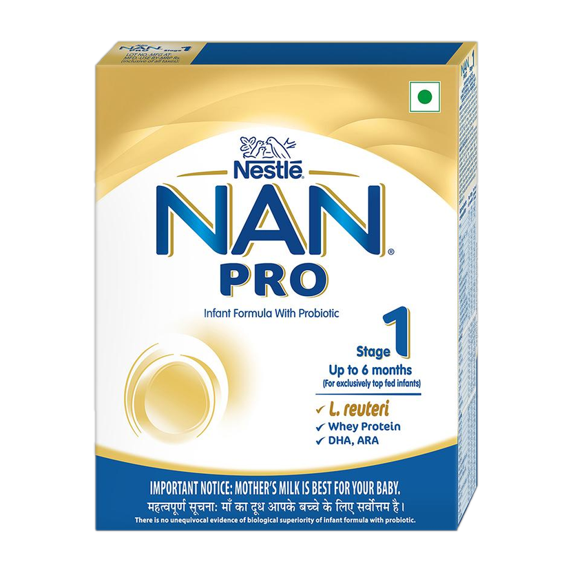 Nestle Nan Pro Stage 1, Infant Formula Milk Powder for Babies - with Probiotic, Pouch in Box(400 g, Upto 6 Months)