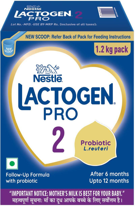 Nestle Lactogen Pro 2 Powder, Follow-Up Formula with Probiotic, 6 Months to 12 Months, Bag-in-Box(1.2 kg, 6+ Months)