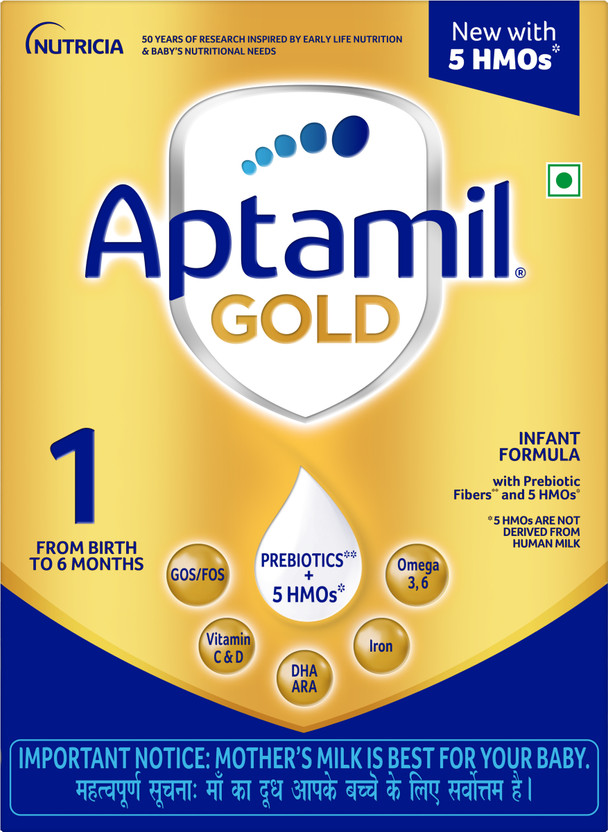 Aptamil Gold Infant Formula Powder with Prebiotics and HMO ( Stage 1 )(400 g, Upto 6 Months)