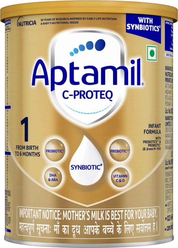 Aptamil Infant Formula (0-6 Months) with Synbiotics, DHA, Vitamin C & D(400 g, Upto 6 Months)