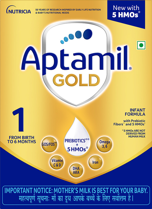 Aptamil Gold Infant Formula Powder with Prebiotics and HMO ( Stage 1 )(400 g, Upto 6 Months)