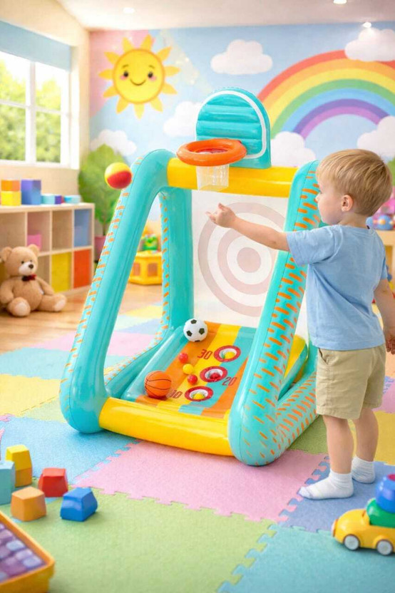 HornFlow Inflatable Sports Activity(IND*9416) Center for Kids Inflatable Ball Pits(Multicolor)