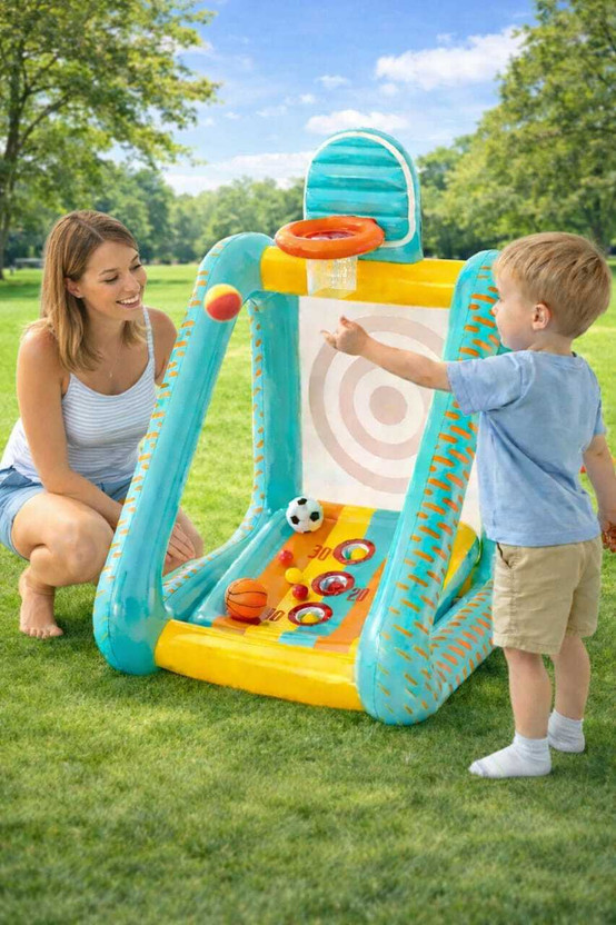 HornFlow Inflatable Sports Activity(IND*94516) Center for Kids Inflatable Ball Pits(Multicolor)