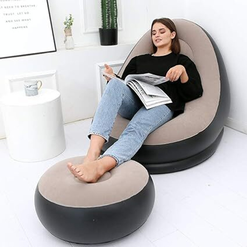 HUEX SXSCE-985632 Leatherette 1 Seater Inflatable Sofa(Color - BROWN, Pre-assembled)