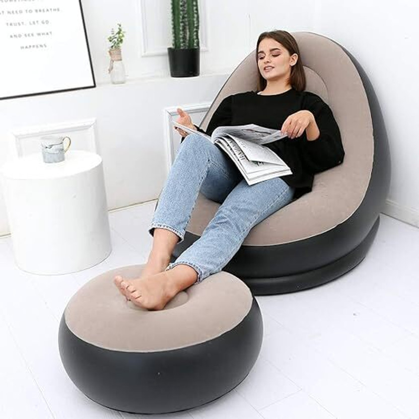 Adfresh Inflatable Lounge Chair Leatherette 1 Seater Inflatable Sofa(Color - Multi Color, Knock Down)