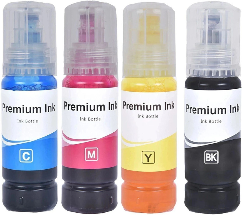 R C Print compatible for epson 001 printerL3110,L3150,L3250,L3152,L3210 Black + Tri Color Combo Pack Ink Bottle