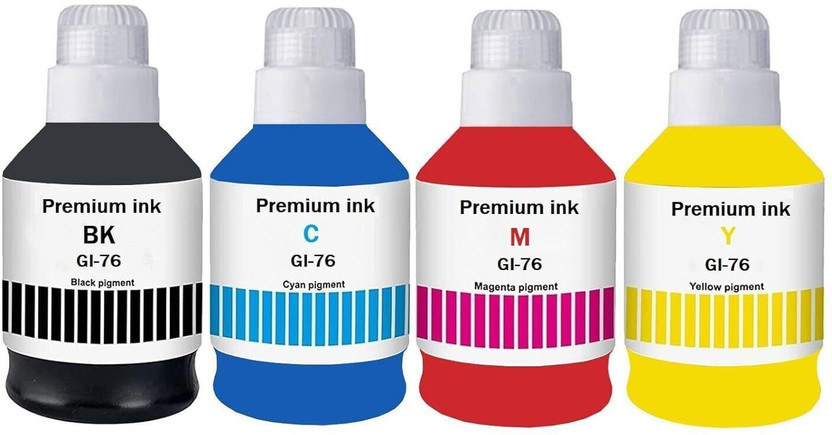 Teqbot GI-76 Ink Suitable Bulk Bottle Water Based Refill Ink for GX5070,GX6070Printer Black + Tri Color Combo Pack Ink Bottle