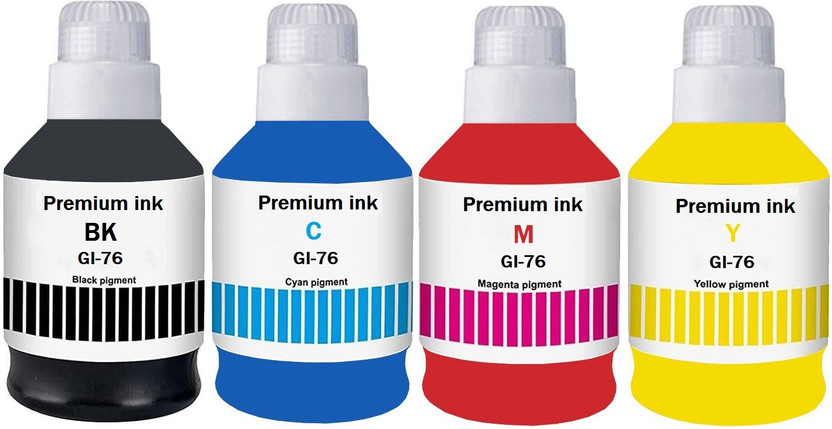 canoff GI-76 Premium ink Compatible Color Bulk Water Based Canon GX6070 GX7070 Printer Black + Tri Color Combo Pack Ink Bottle