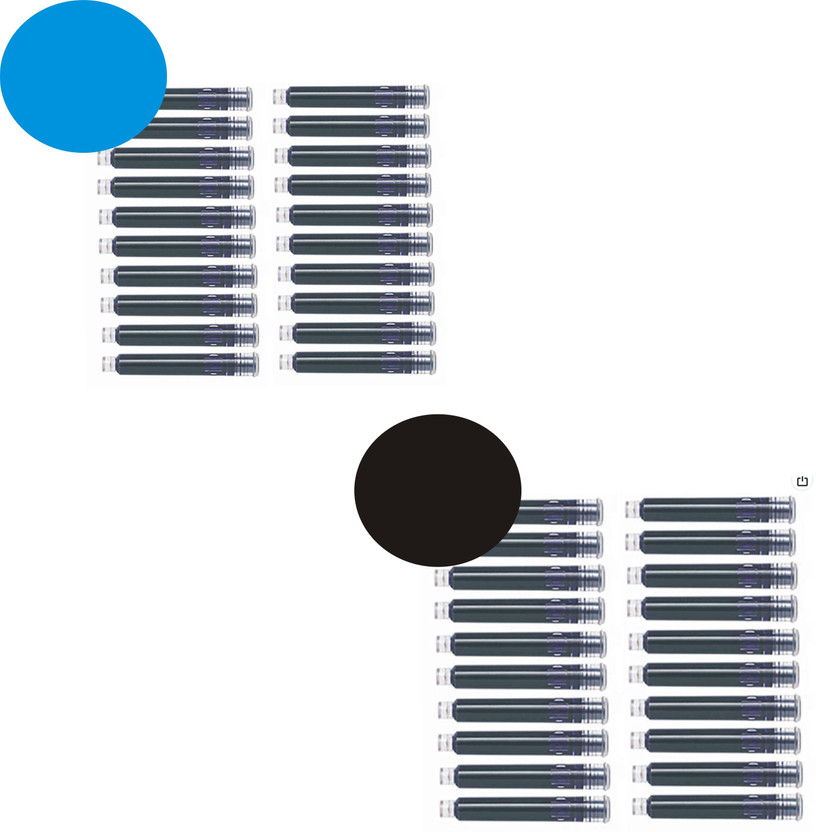 NOZOMI Pierre Cardin Fountain pen Ink Cartridges bulk pack Black + Tri Color Combo Pack Ink Cartridge