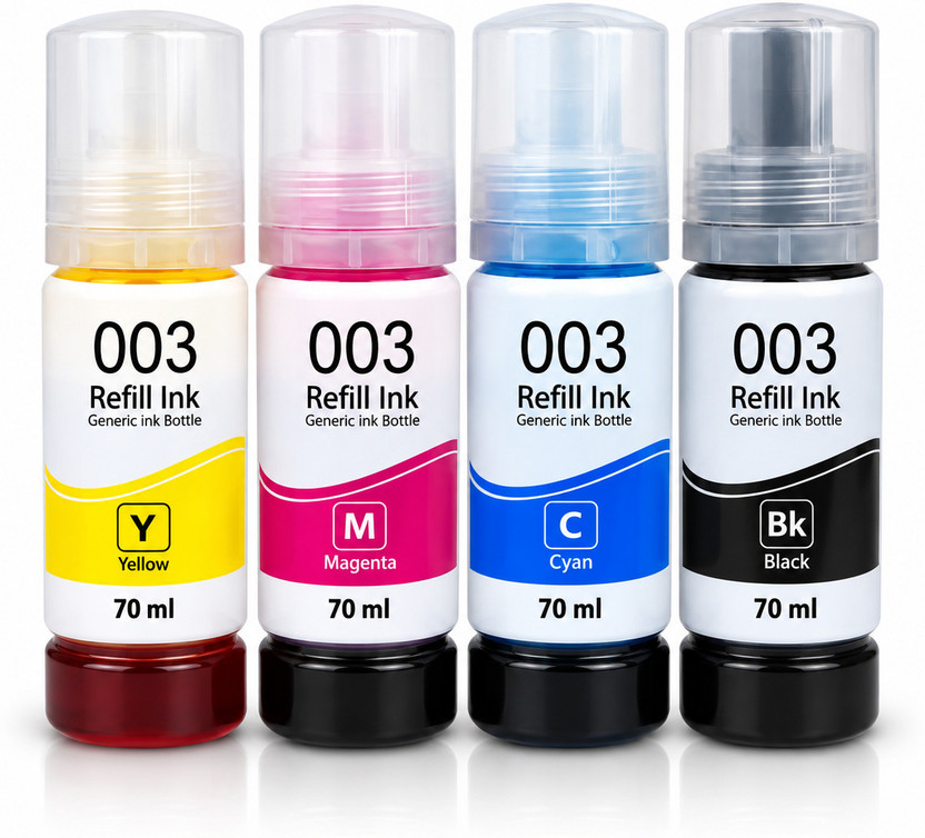 GPN PRINT 003 Compatible Ink Bottle for L3110,L3150,L3250,L3152,L3210,L3211,L3215,L3216 Black + Tri Color Combo Pack Ink Bottle