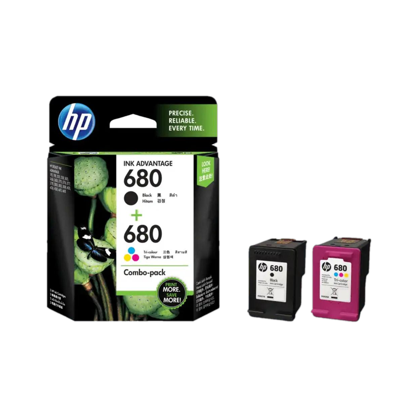 HP 680 Black + Tri Color Combo Pack Ink Cartridge