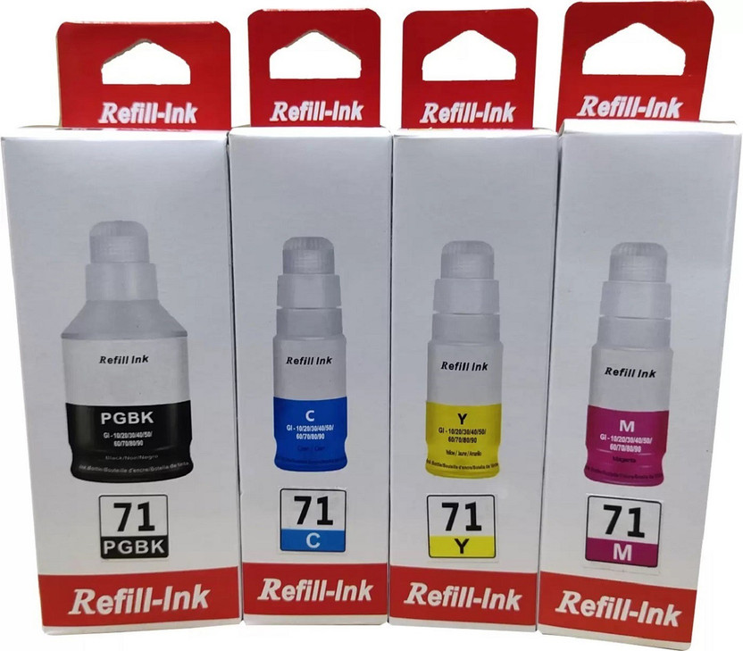ZOKIO Ink For Canon GI-71 [set Of 4] For G2020,G2021,G2060,G3020 Etc.. Black + Tri Color Combo Pack Ink Bottle