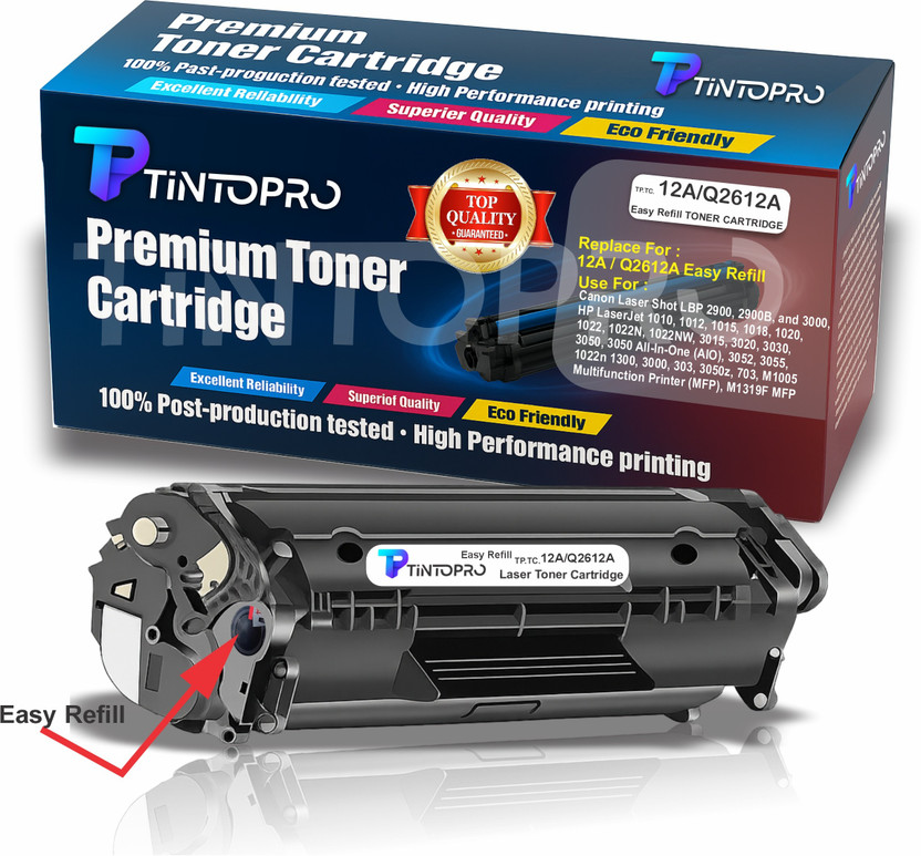 TintoPro 12A Easy Refill Toner Use For 1020 M1005 1018 1010 1022 LBP2900 3000 303 FX9 Black Ink Toner
