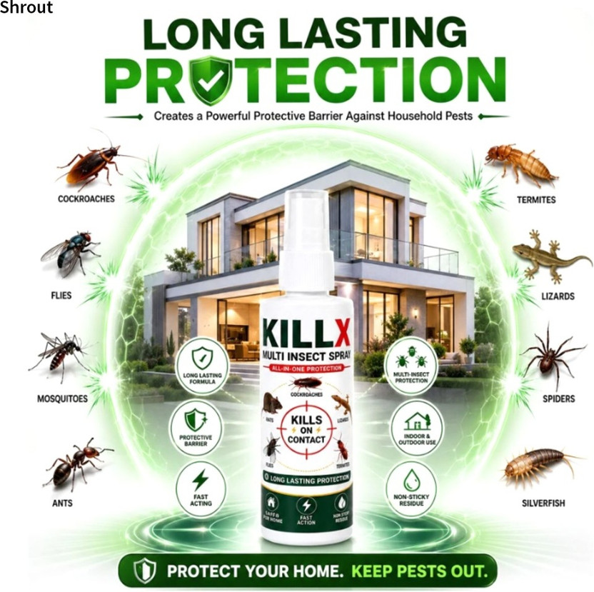 shrout Home Pest Protection | Advanced Pest Control Solution Bug Killer Spray(100 ml)