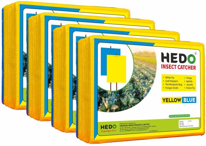 HEDO Yellow & Blue Mix Insect Catcher Trap/Sheet To For Garden & Agriculture(100Pcs)(4 x 1 Units)
