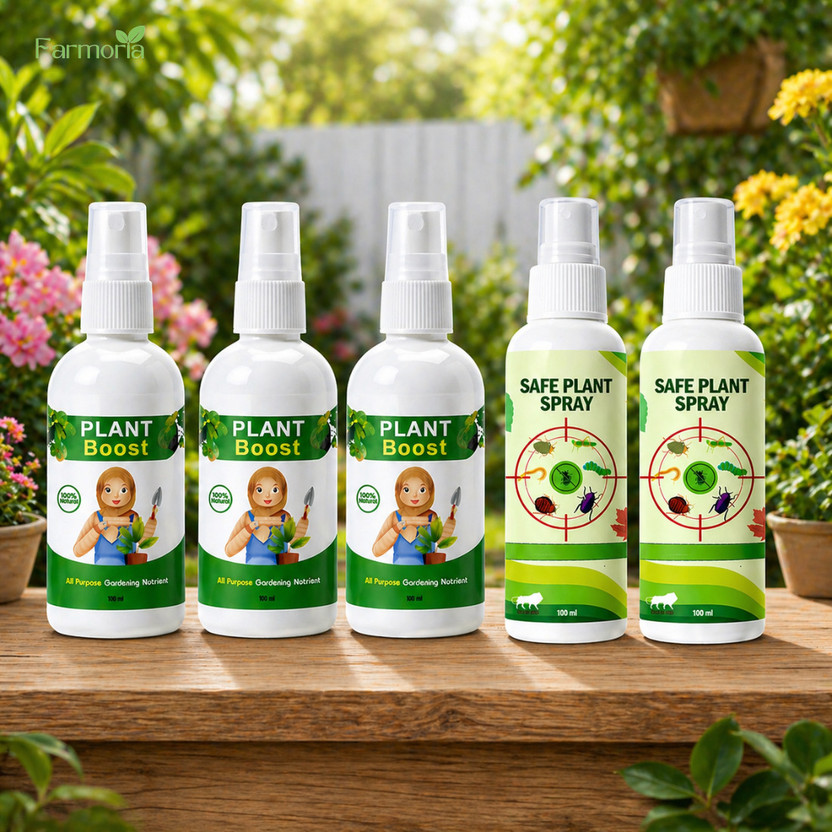 FARMORIA Safe Plant Spray & Plant Boost Natural Plant Pest Guard Garden Booster(5 x 100 ml)