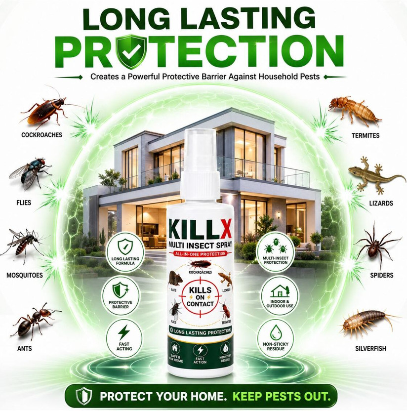 A D SOLANKI KillX Multi Insect Killer Spray for Home | Fast Action Pest Control 100ml(100 ml)