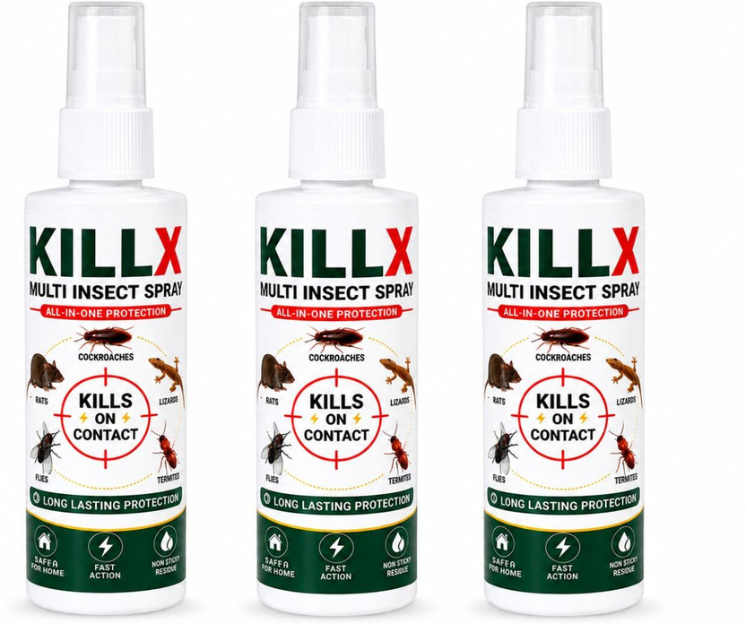 A D SOLANKI KILLX All-in-One Multi Insect Spray | Household Protection |3-100 ml(3 x 100 ml)