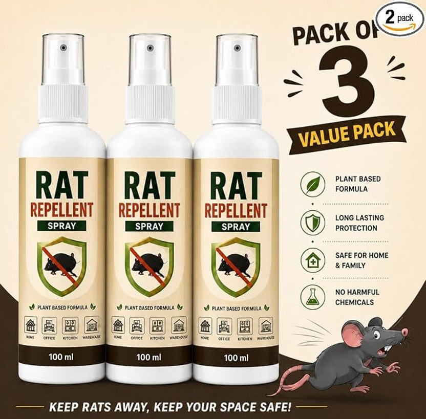 BLOOMWISE Rat Repellent Effective Rat Control & Keeps Home Pest Free(3 x 100 ml)
