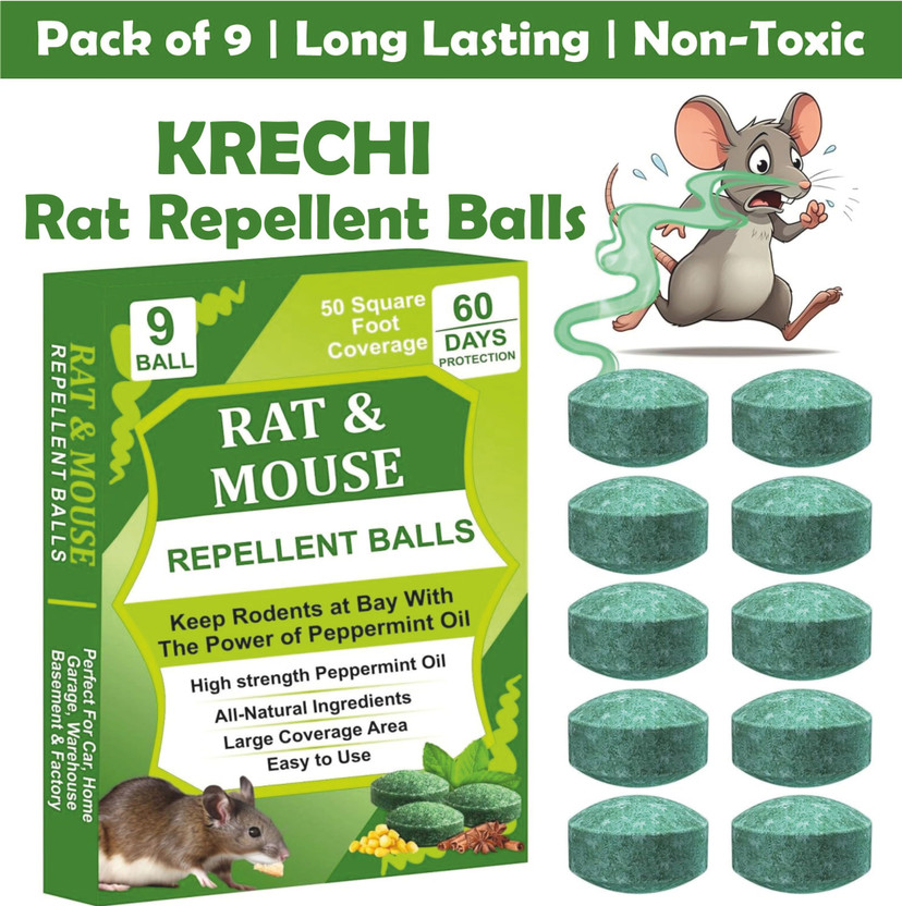 krechi Rat Repellents Ball for Home & Kitchen | Mouse Control |Strong Smell Formula(9 Units)