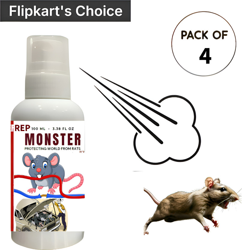 Rep MONSTER X1 Rat and Insect Repellent Spray for Cars , Houses and Machinery(4 x 100 ml)
