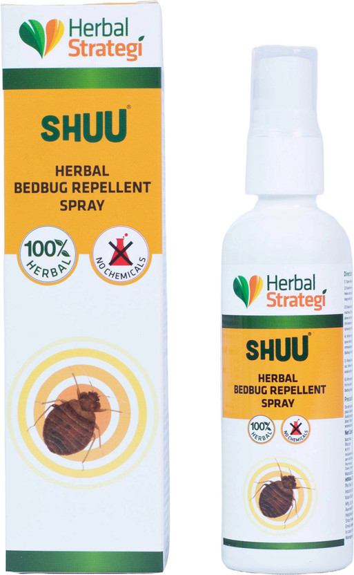 HERBAL STRATEGI Bed Bug Spray Non-Toxic 100% Herbal Skin Safe Baby Safe(100 ml)
