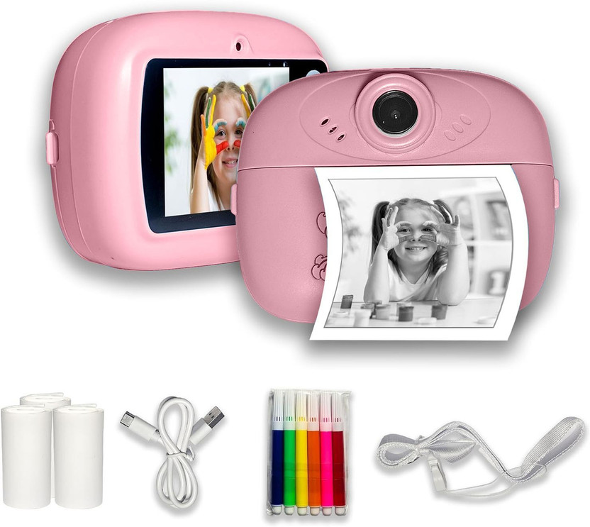 bhindustry Instant Photo Print Camera for Kids Children Polaroid Camera, 48MP Printer DIY Instant Digital Camera Instant Camera(Pink, Blue)